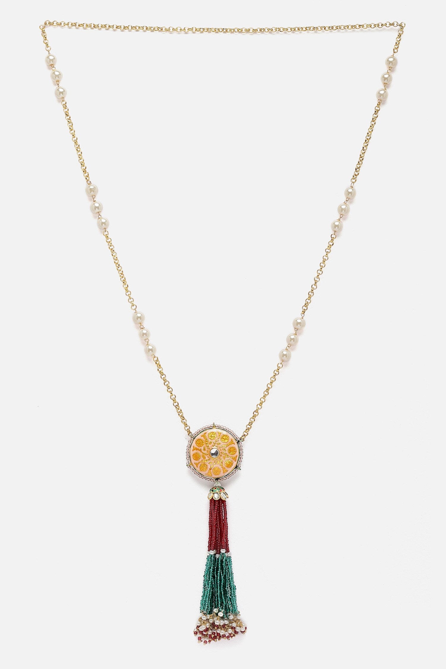 Natural Stone Embellished Pendant Necklace 