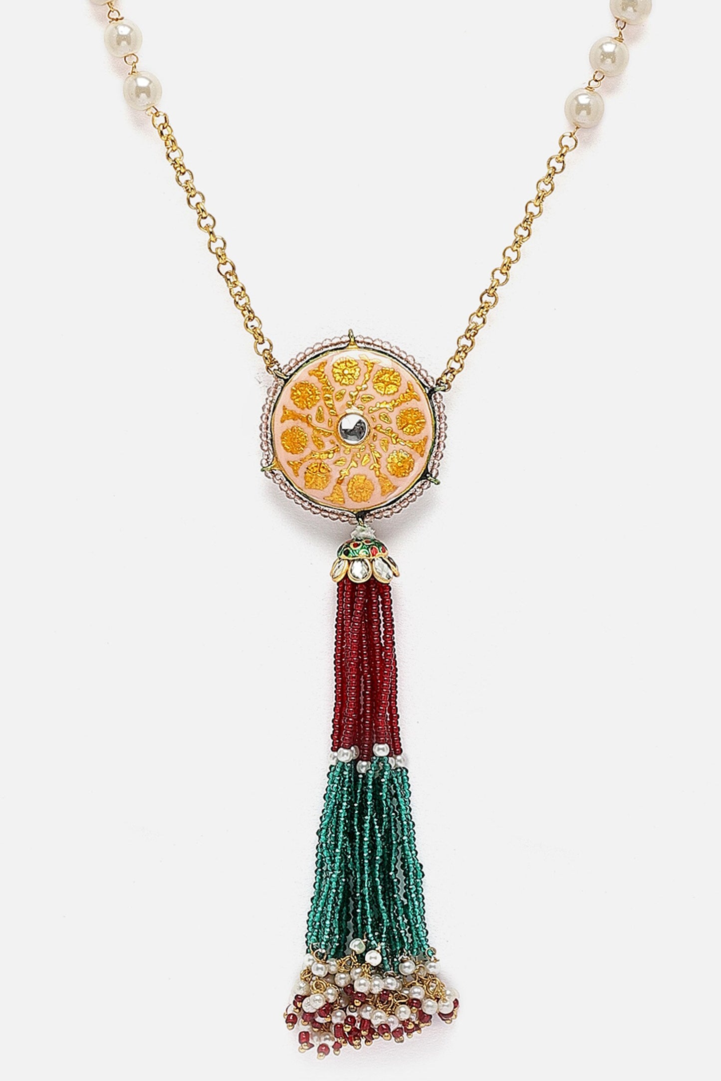 Natural Stone Embellished Pendant Necklace 