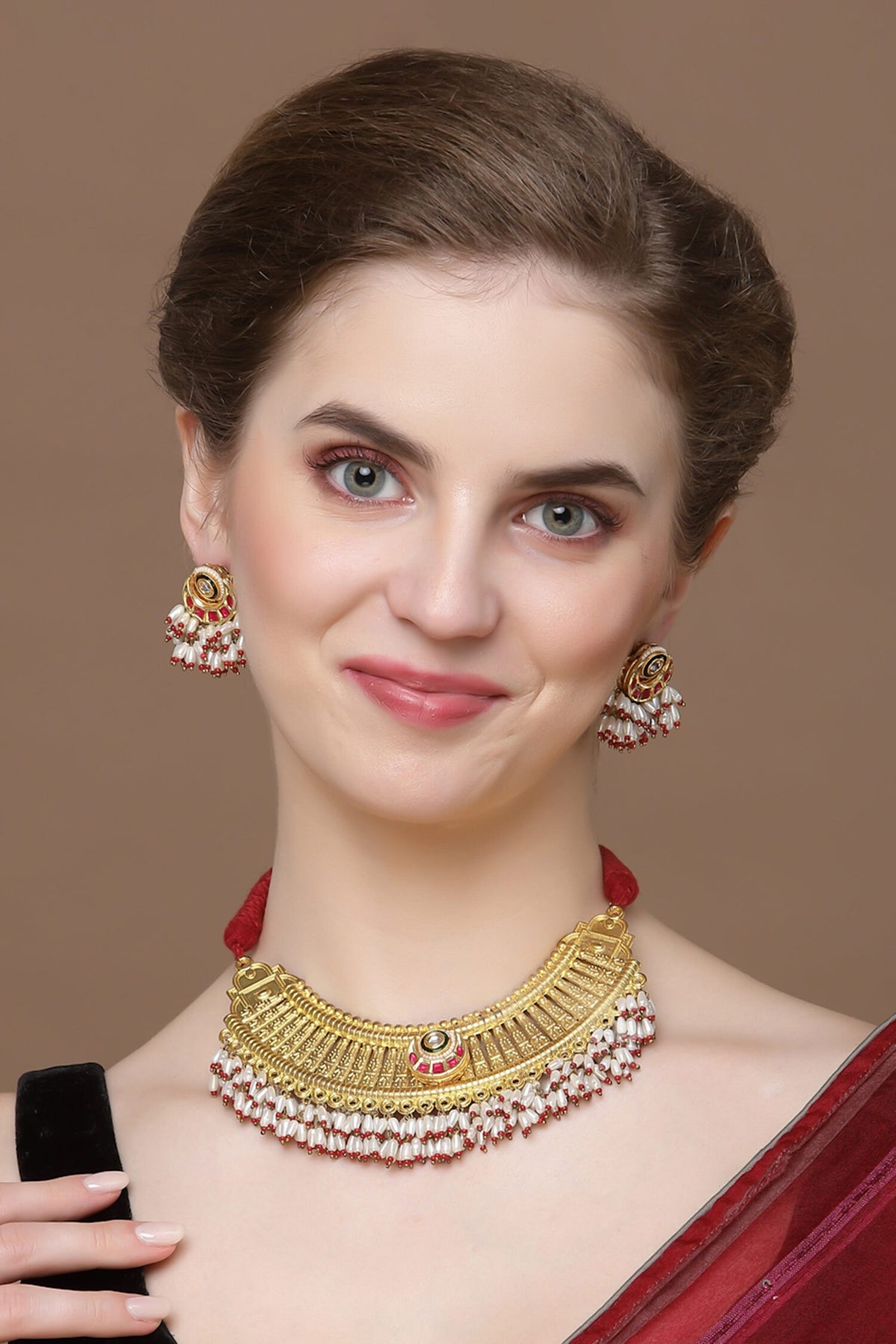 Geometric Carved Necklace Set 