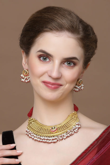 Geometric Carved Necklace Set 