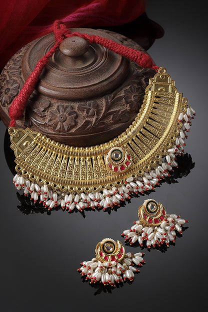 Geometric Carved Necklace Set 