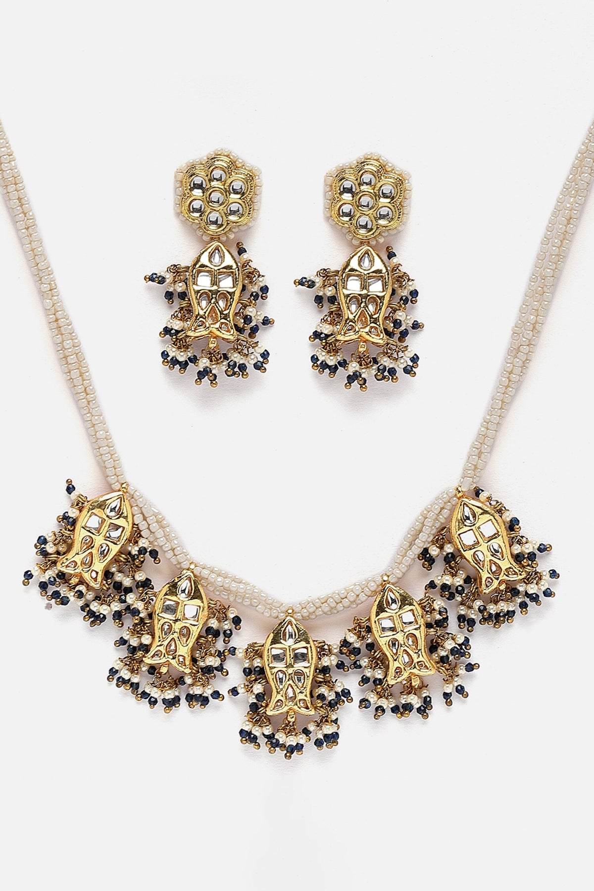 Stone Studded Pendant Necklace Set 
