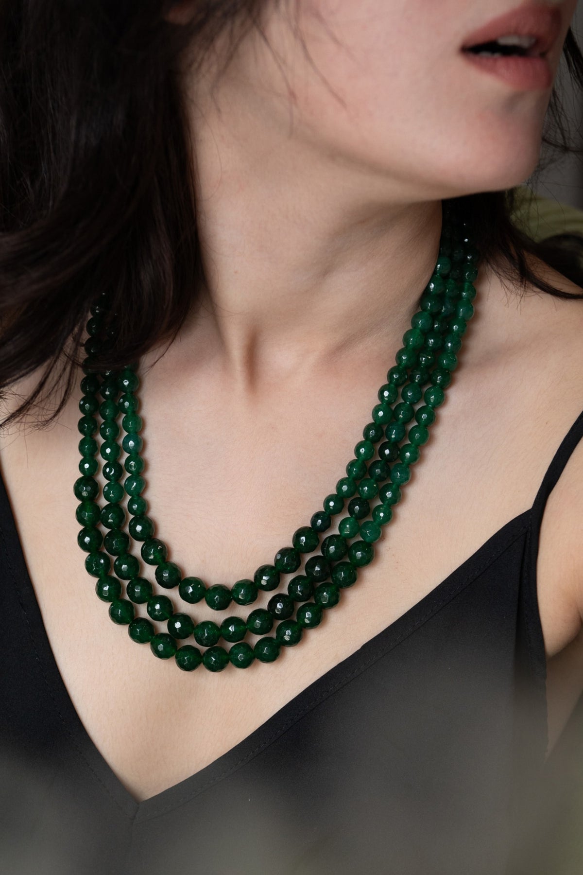 Garnet Bead Multi Layer Necklace 