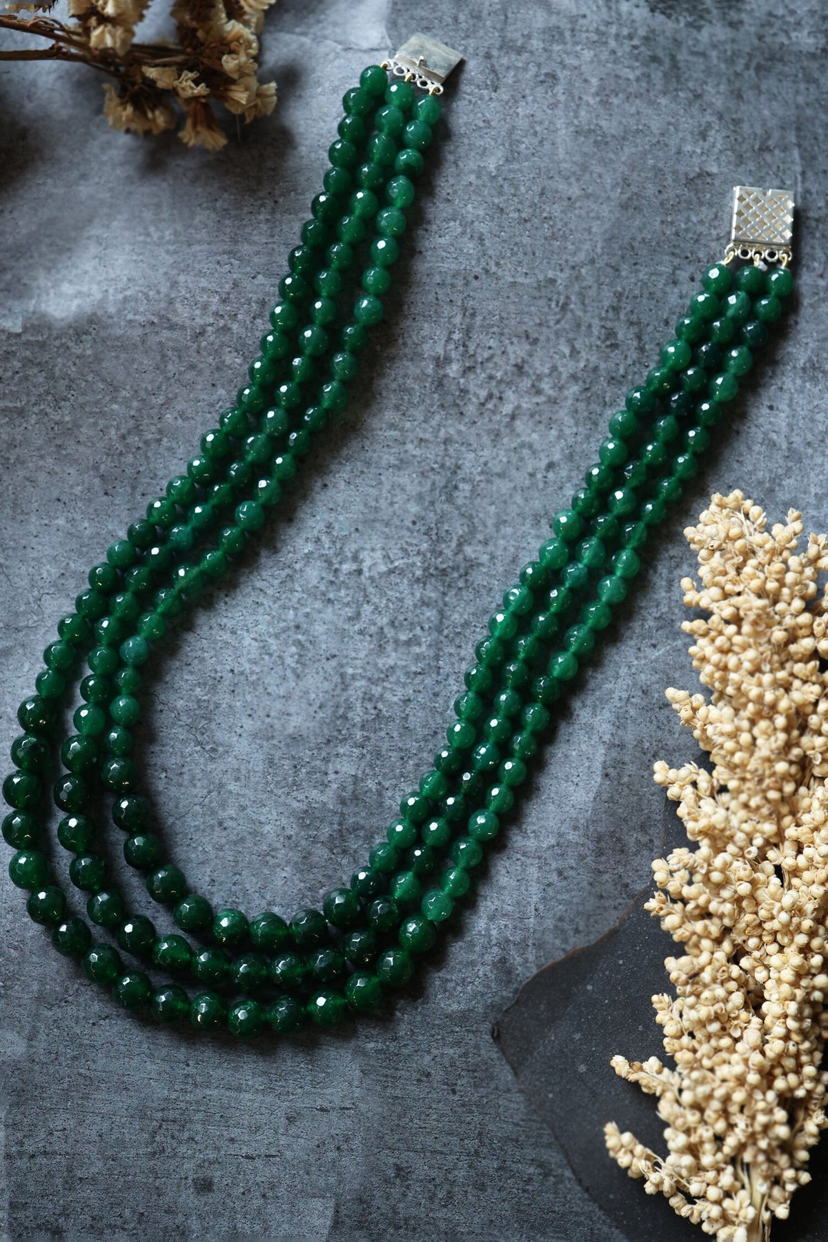 Garnet Bead Multi Layer Necklace 