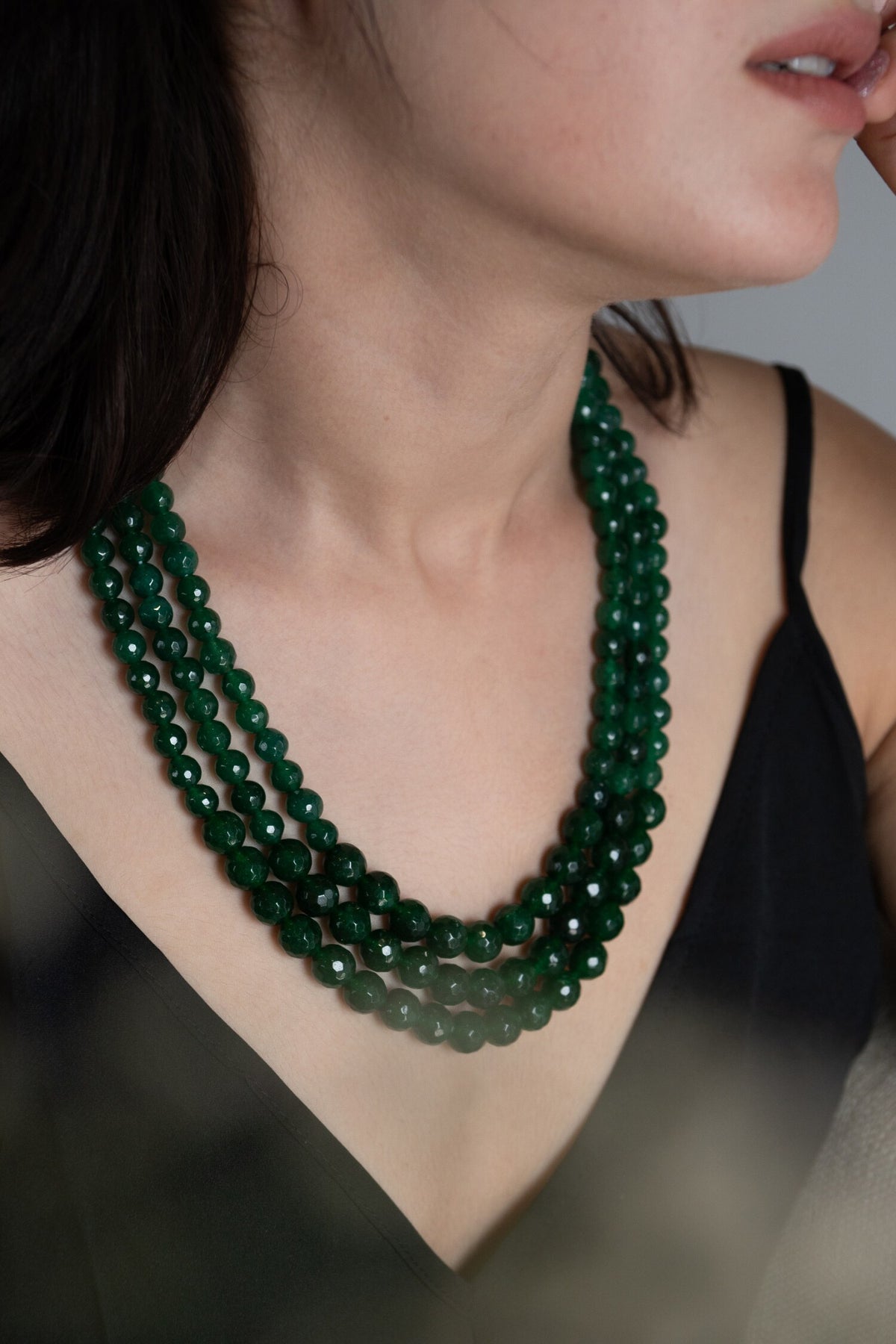 Garnet Bead Multi Layer Necklace 