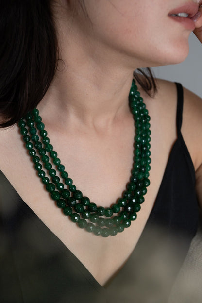 Garnet Bead Multi Layer Necklace 