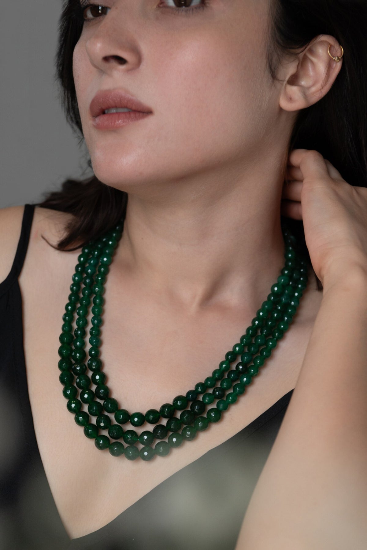 Garnet Bead Multi Layer Necklace 