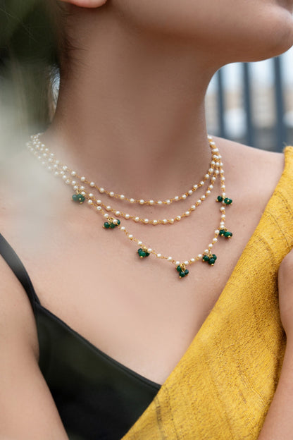 Pearl Layered Embellished Necklace 