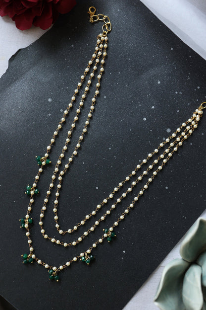 Pearl Layered Embellished Necklace 