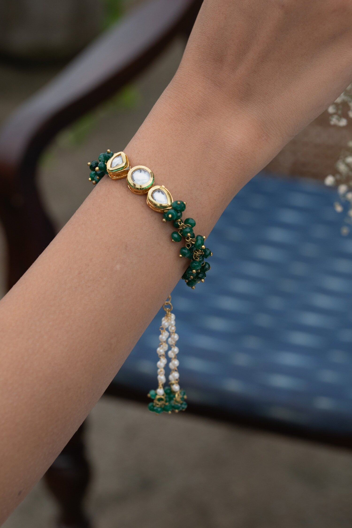 Kundan Embellished Bracelet - Single Pc 