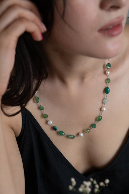 Natural Stones Embellished Necklace 