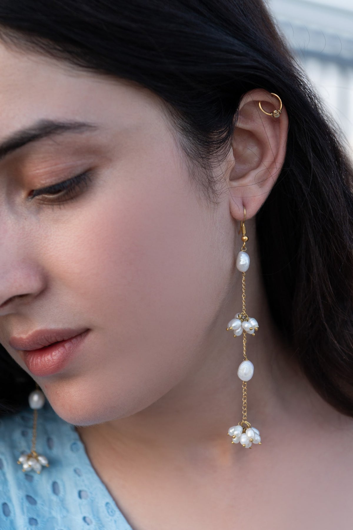 Pearl Embellished Dangler Earrings 