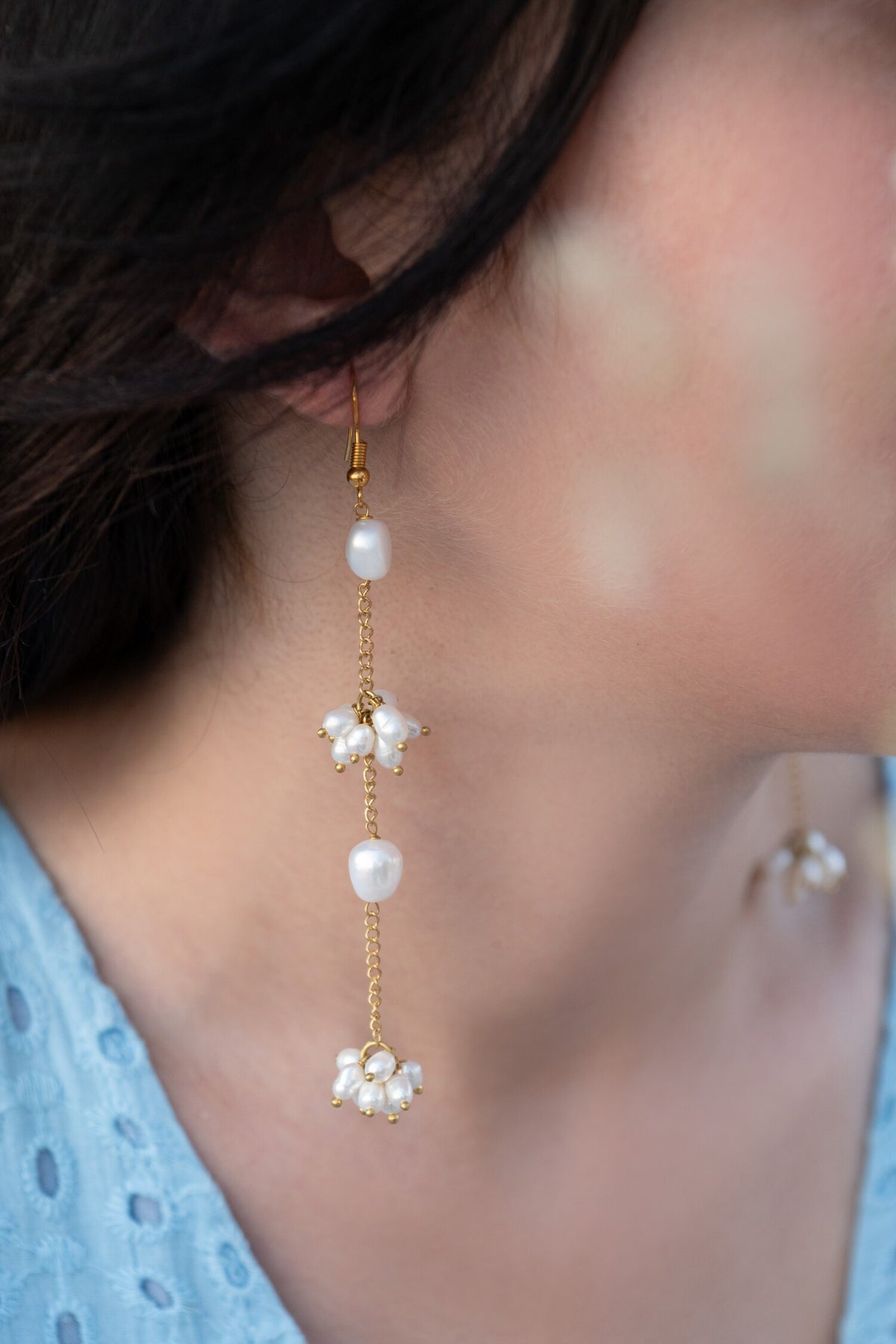 Pearl Embellished Dangler Earrings 