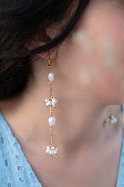 Pearl Embellished Dangler Earrings 