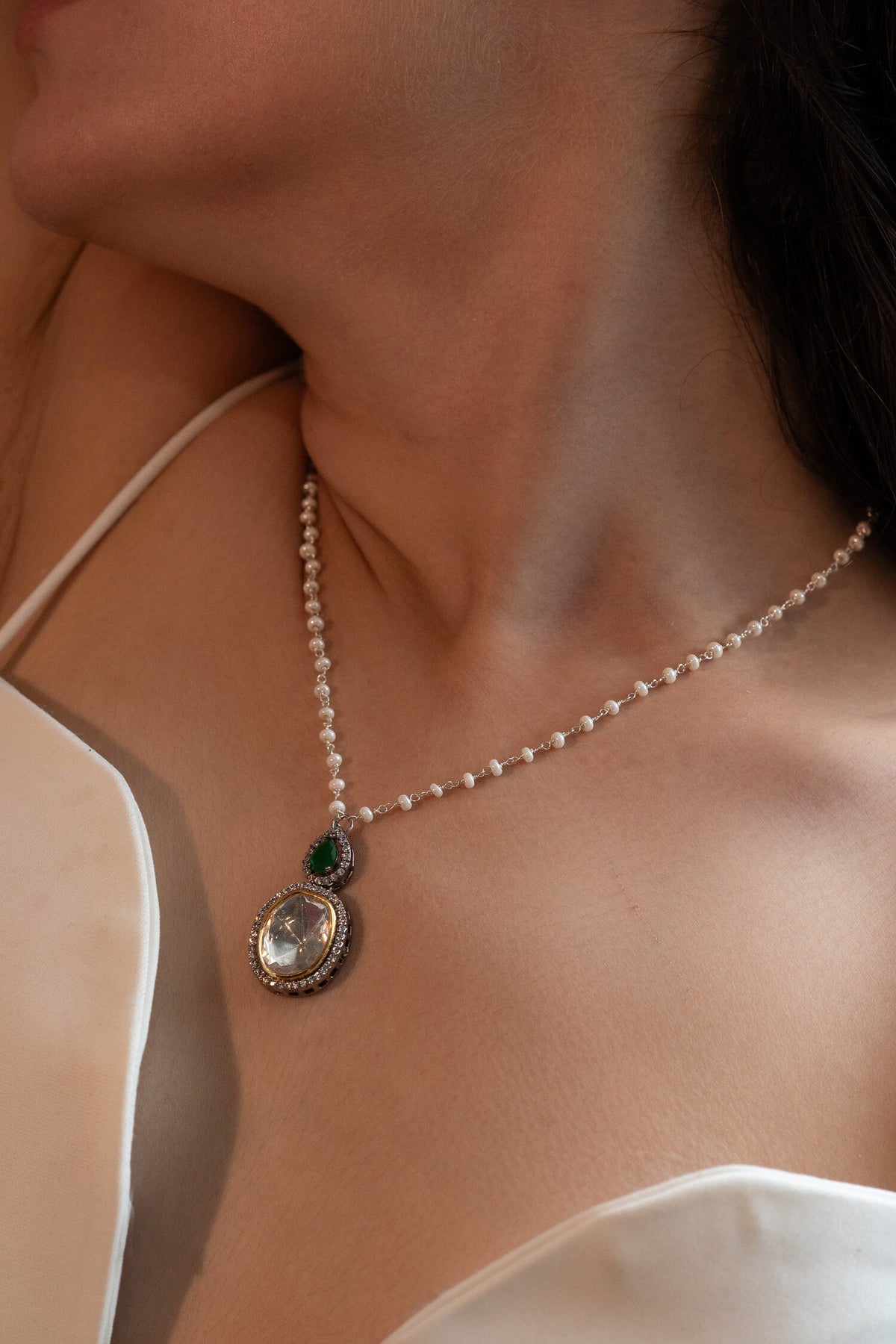 Embellished Polki Pendant Necklace 