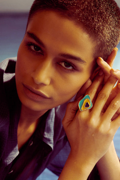 Seychelles Abstract Shaped Enameled Ring 
