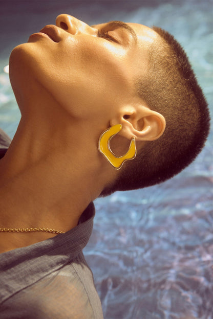 Hawaii Sunrise Enameled Abstract Earrings 
