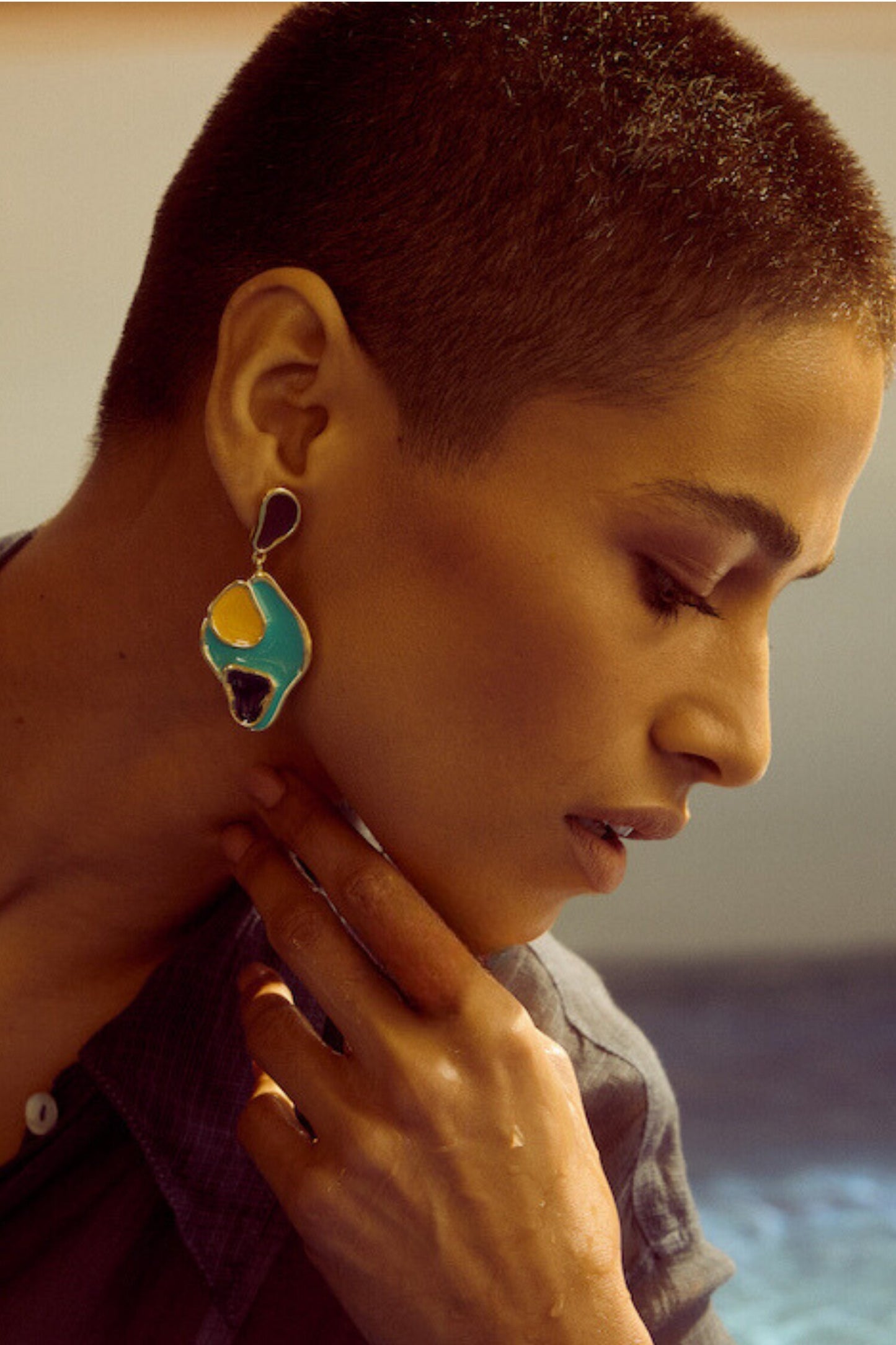 Monaco Enameled Dangler Earrings 