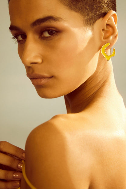 Hawaii Sunrise Enameled Abstract Earrings 
