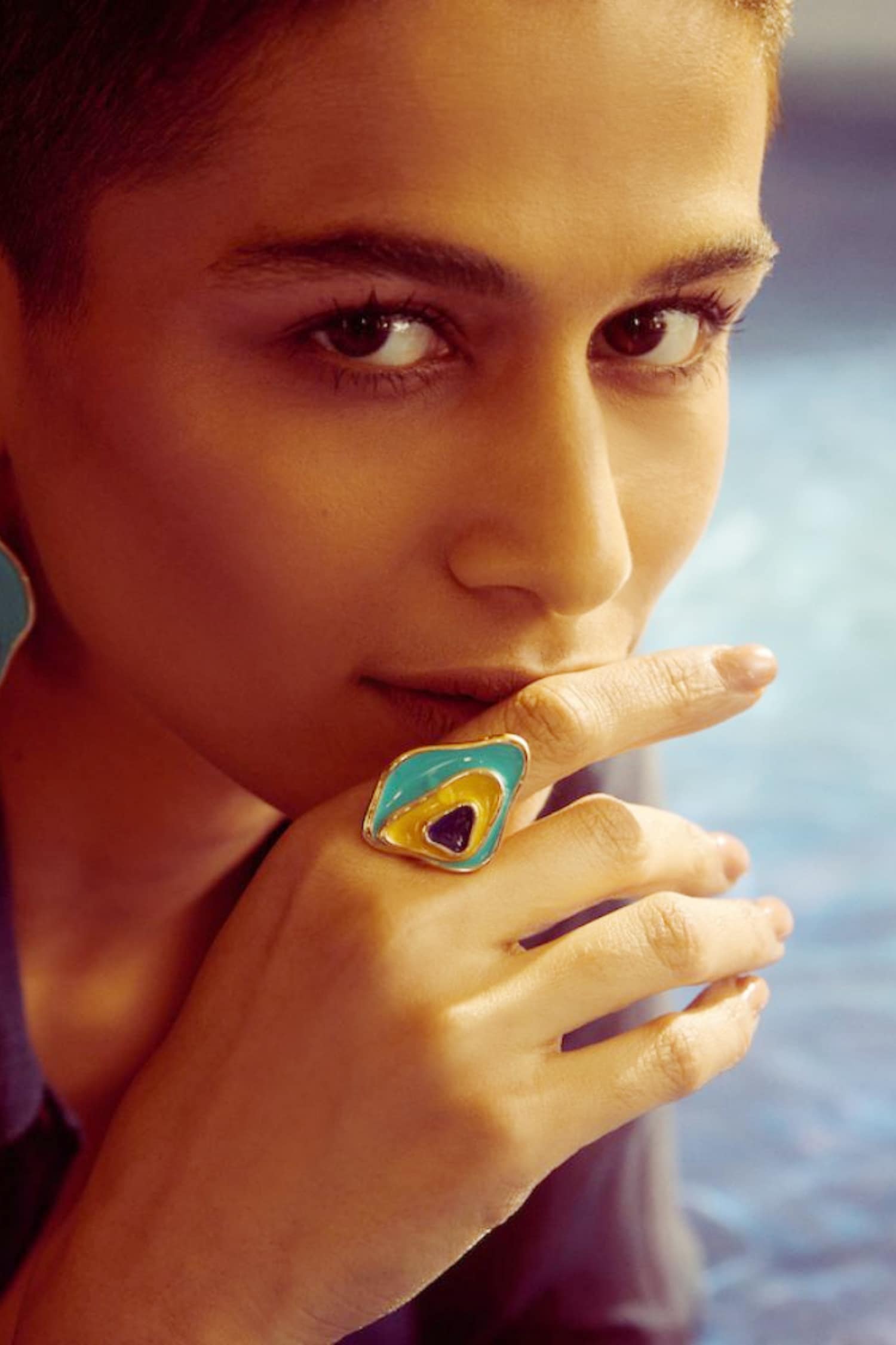 Seychelles Abstract Shaped Enameled Ring 
