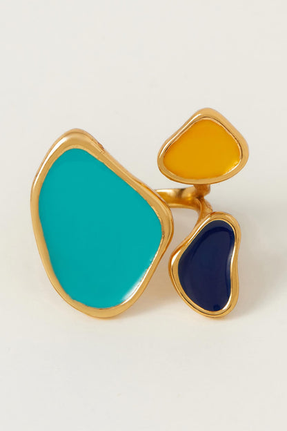 Byron Bay Abstract Shaped Enameled Ring 