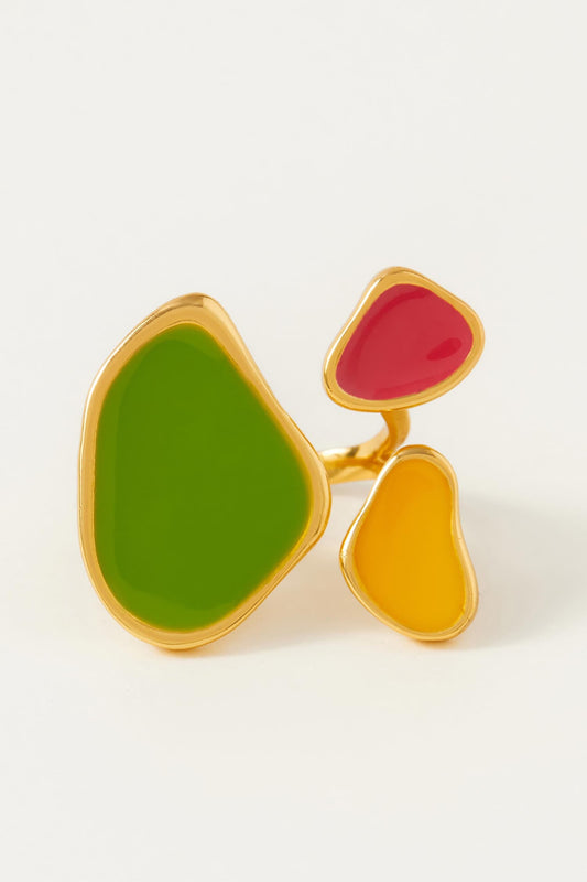 Byron Bay Abstract Pattern Enameled Ring 