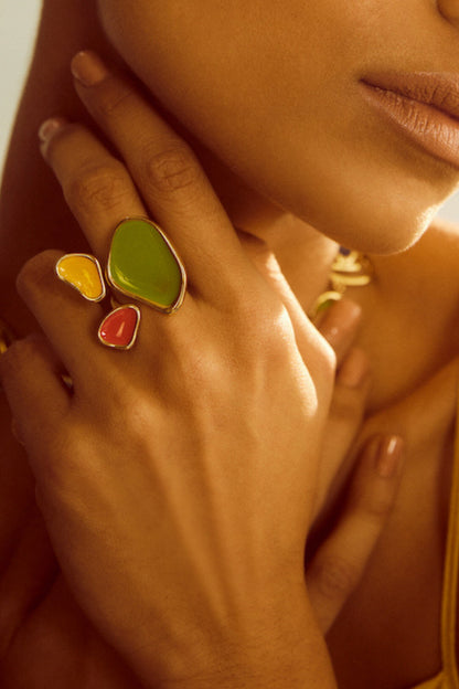 Byron Bay Abstract Pattern Enameled Ring 