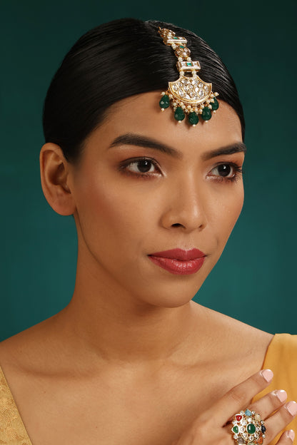 Kundan Bead Drop Maangtikka 