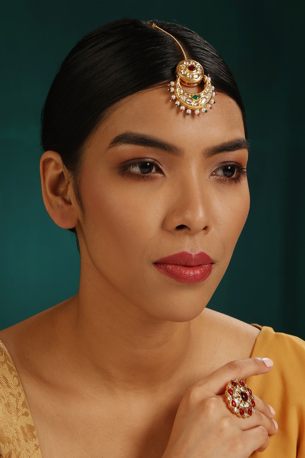 Kundan Studded Half Moon Maangtikka 