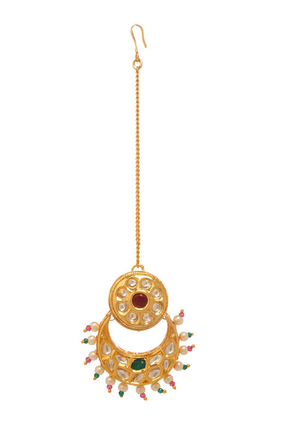 Kundan Studded Half Moon Maangtikka 