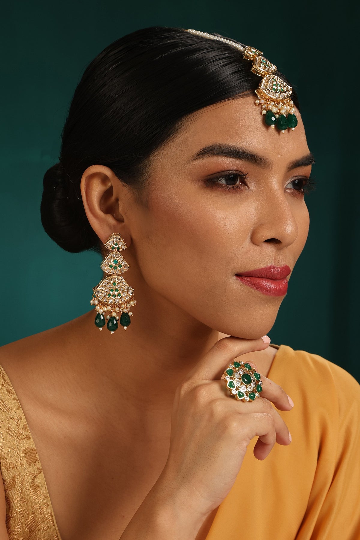 Beads Embellished Long Earrings 