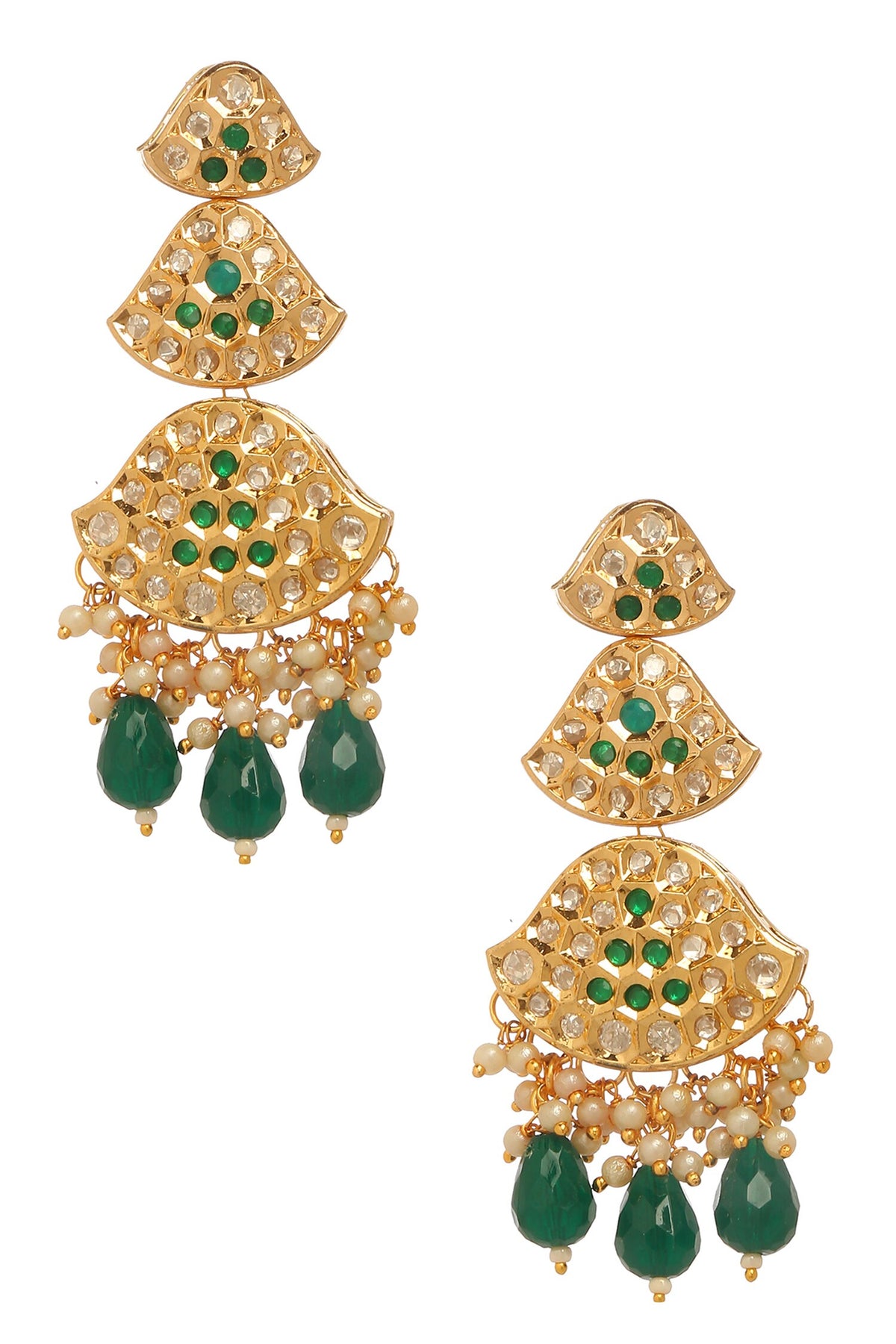 Beads Embellished Long Earrings 