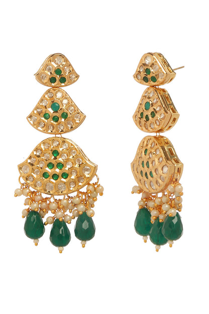 Beads Embellished Long Earrings 