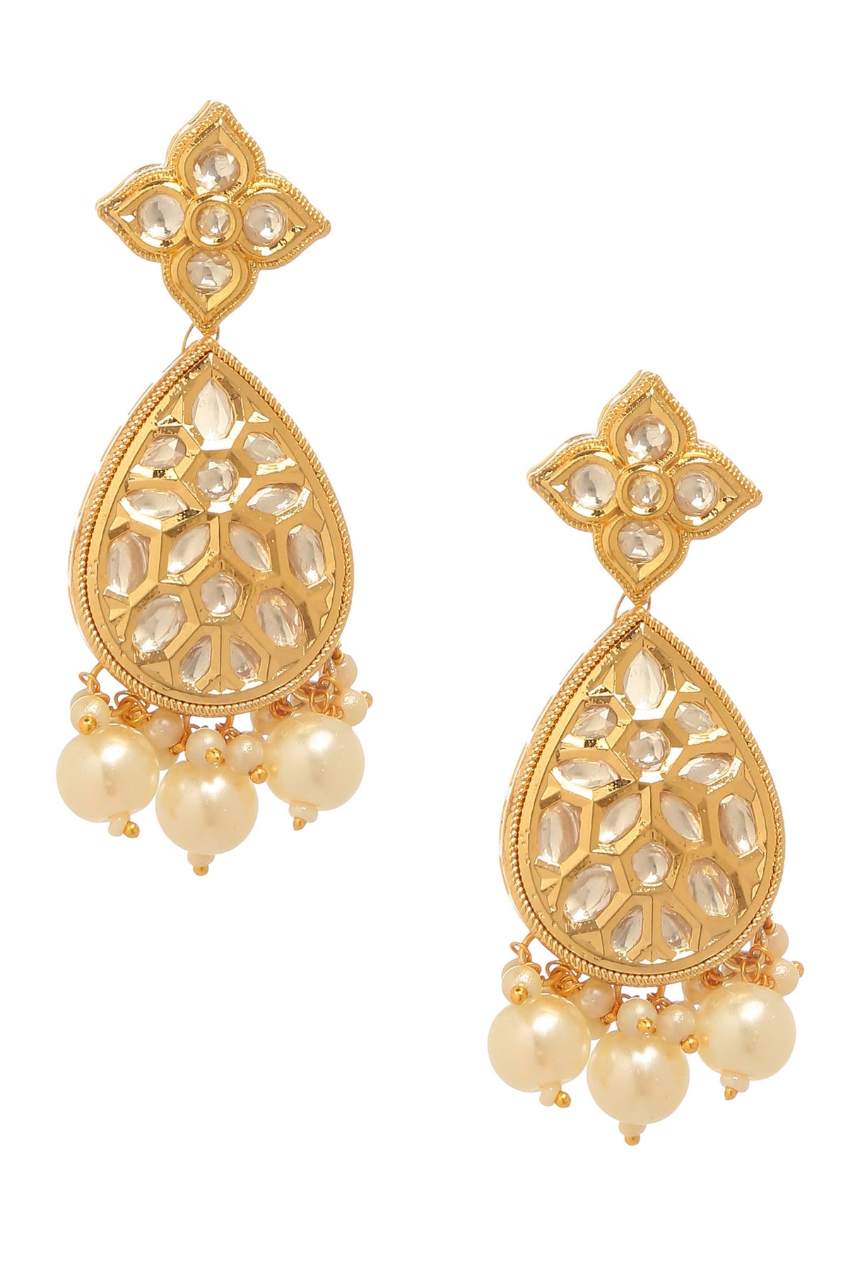 Kundan Polki Embellished Dangler Earrings 