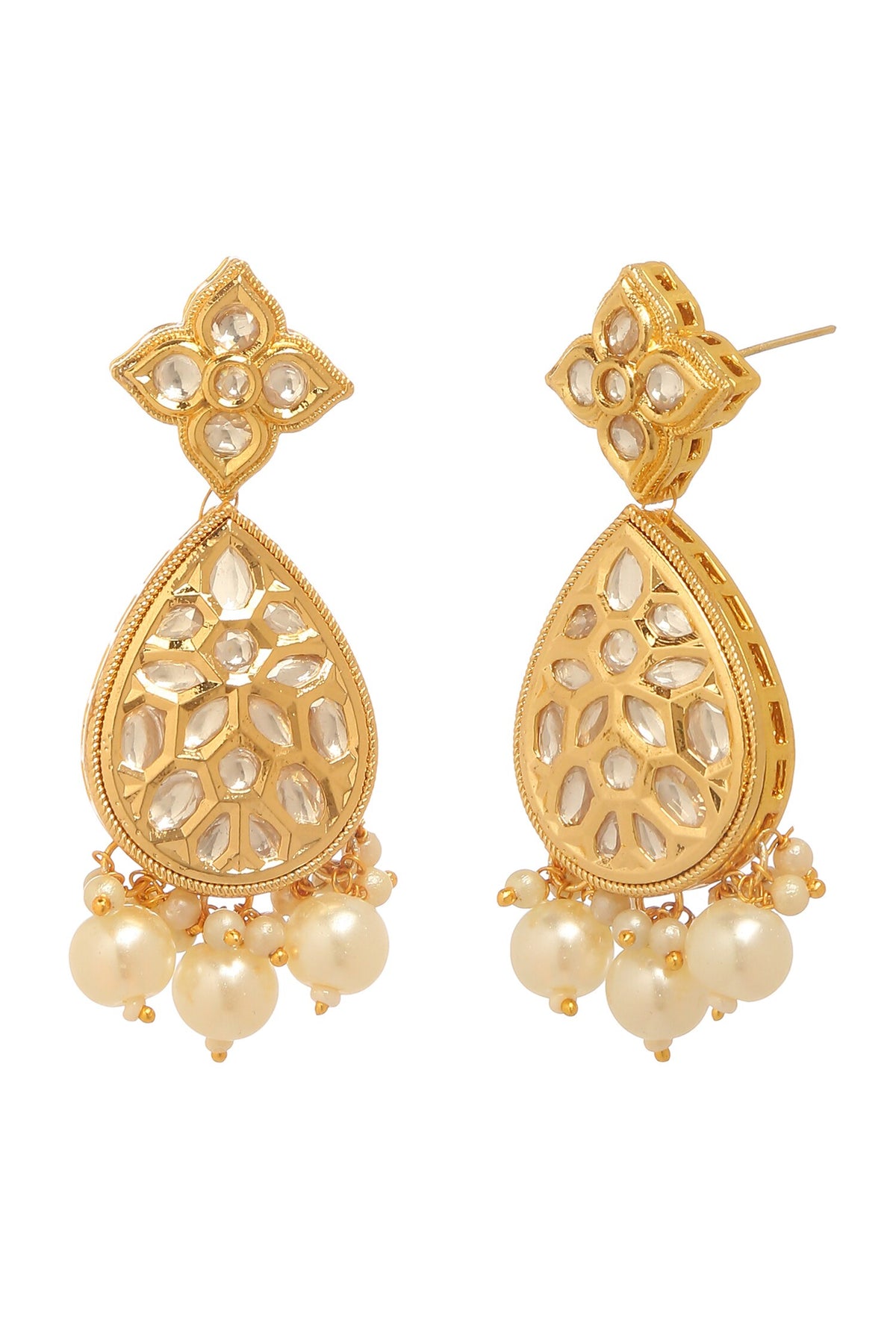 Kundan Polki Embellished Dangler Earrings 