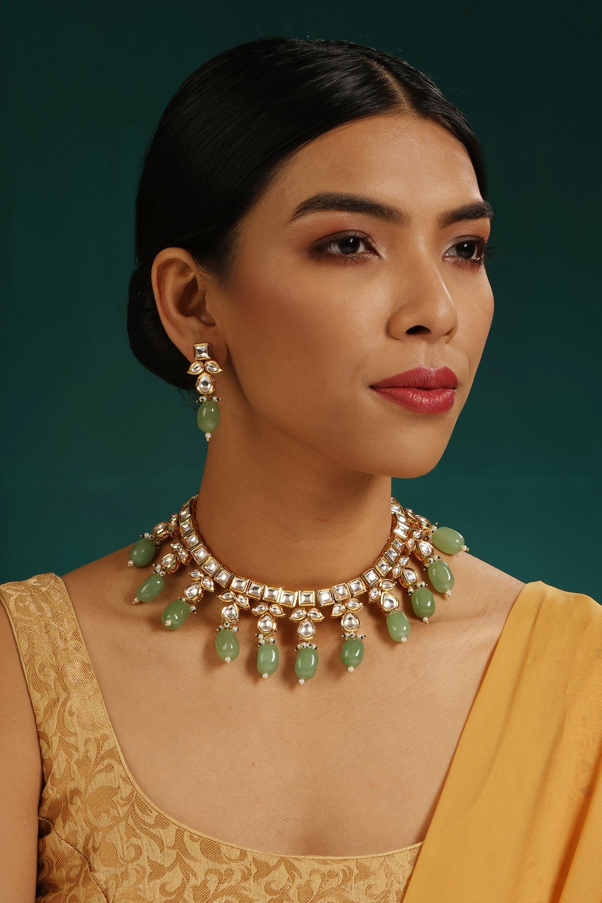 Beads Embellished Choker Necklace Set 
