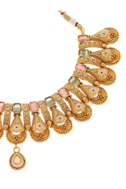 Stone Embellished Temple Necklace Set 