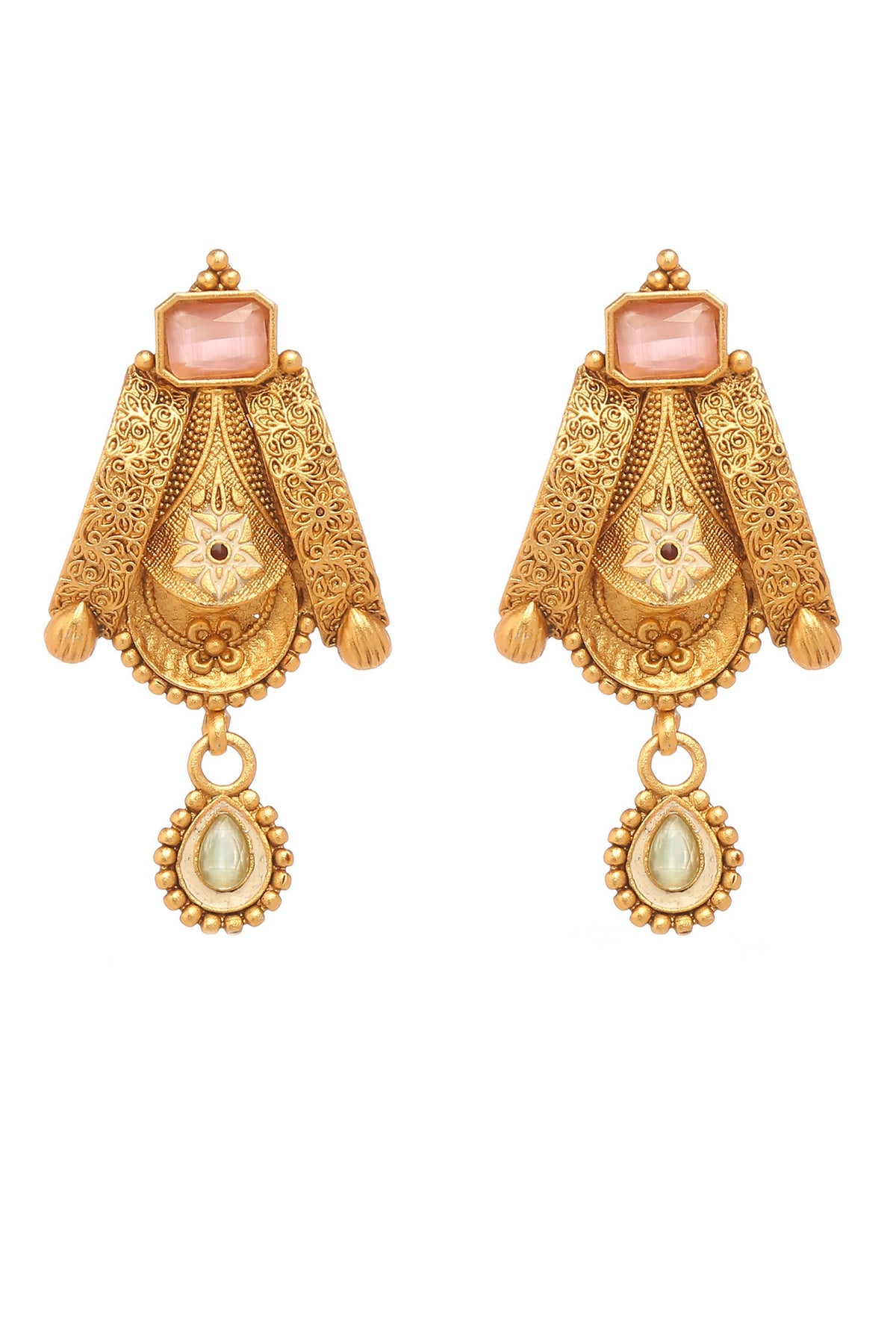 Stone Embellished Temple Necklace Set 