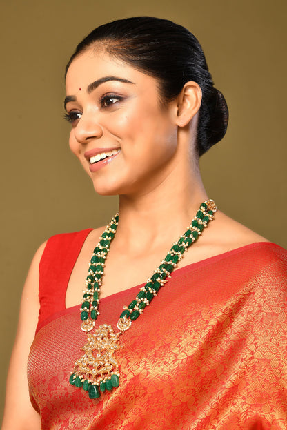 Kundan Embellished Peacock Pendant Necklace 