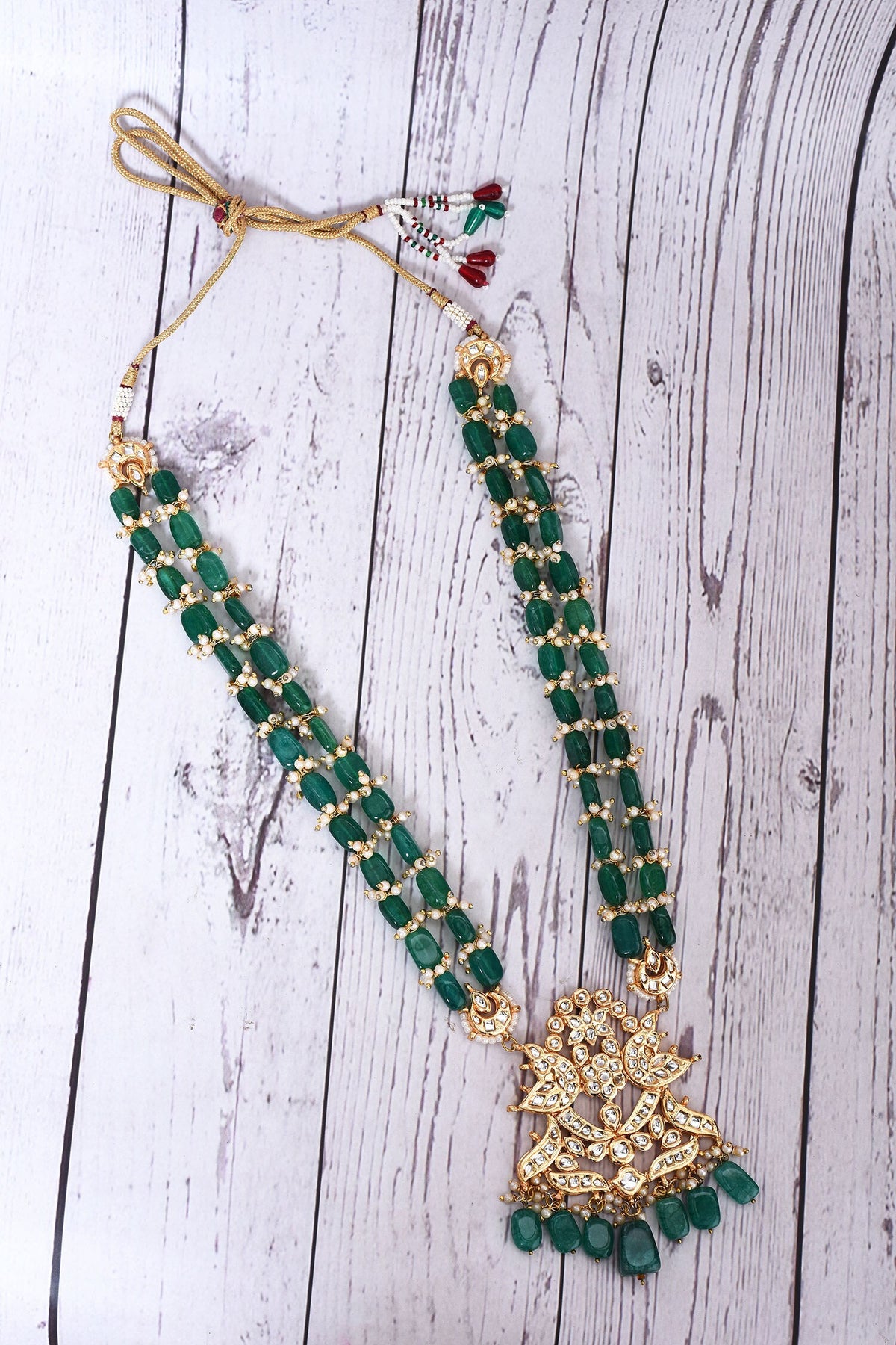 Kundan Embellished Peacock Pendant Necklace 