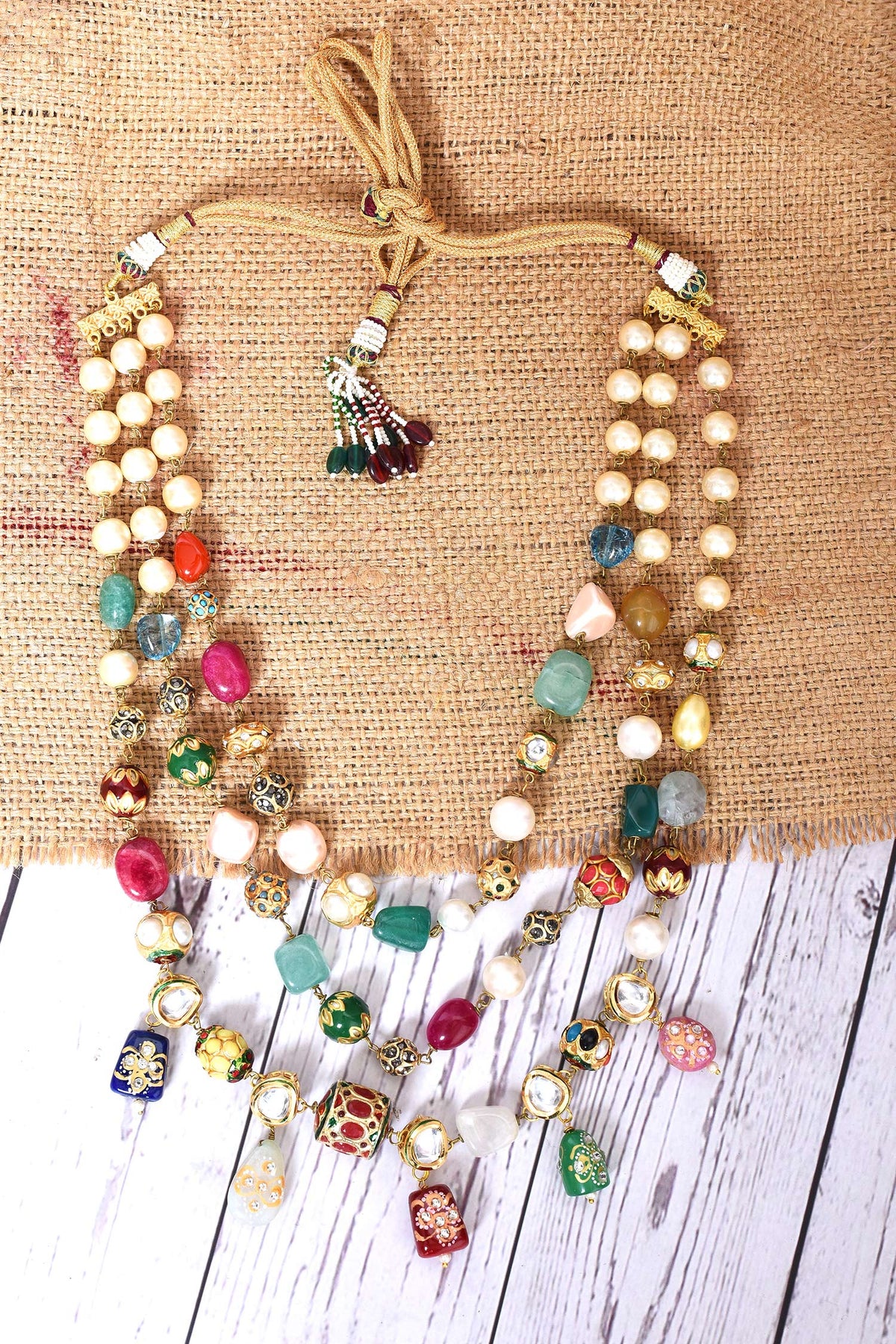 Stone Studded Triple Layered Necklace 