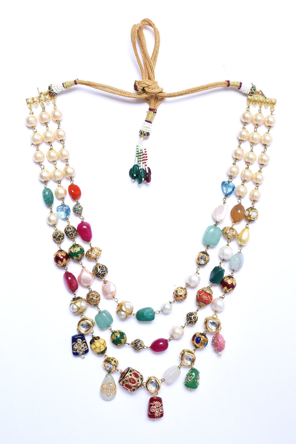 Stone Studded Triple Layered Necklace 