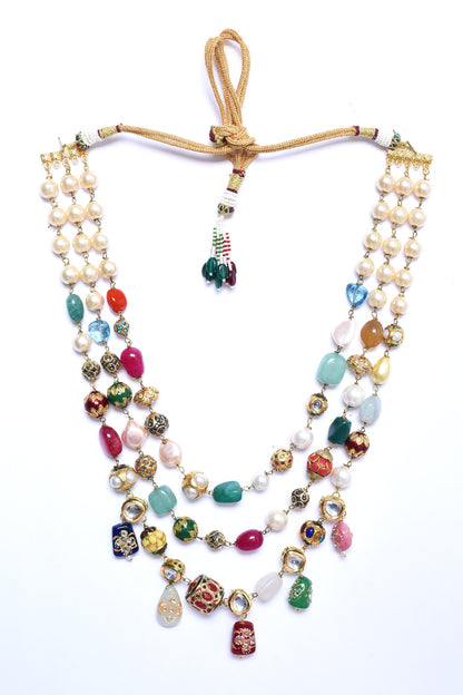 Stone Studded Triple Layered Necklace 