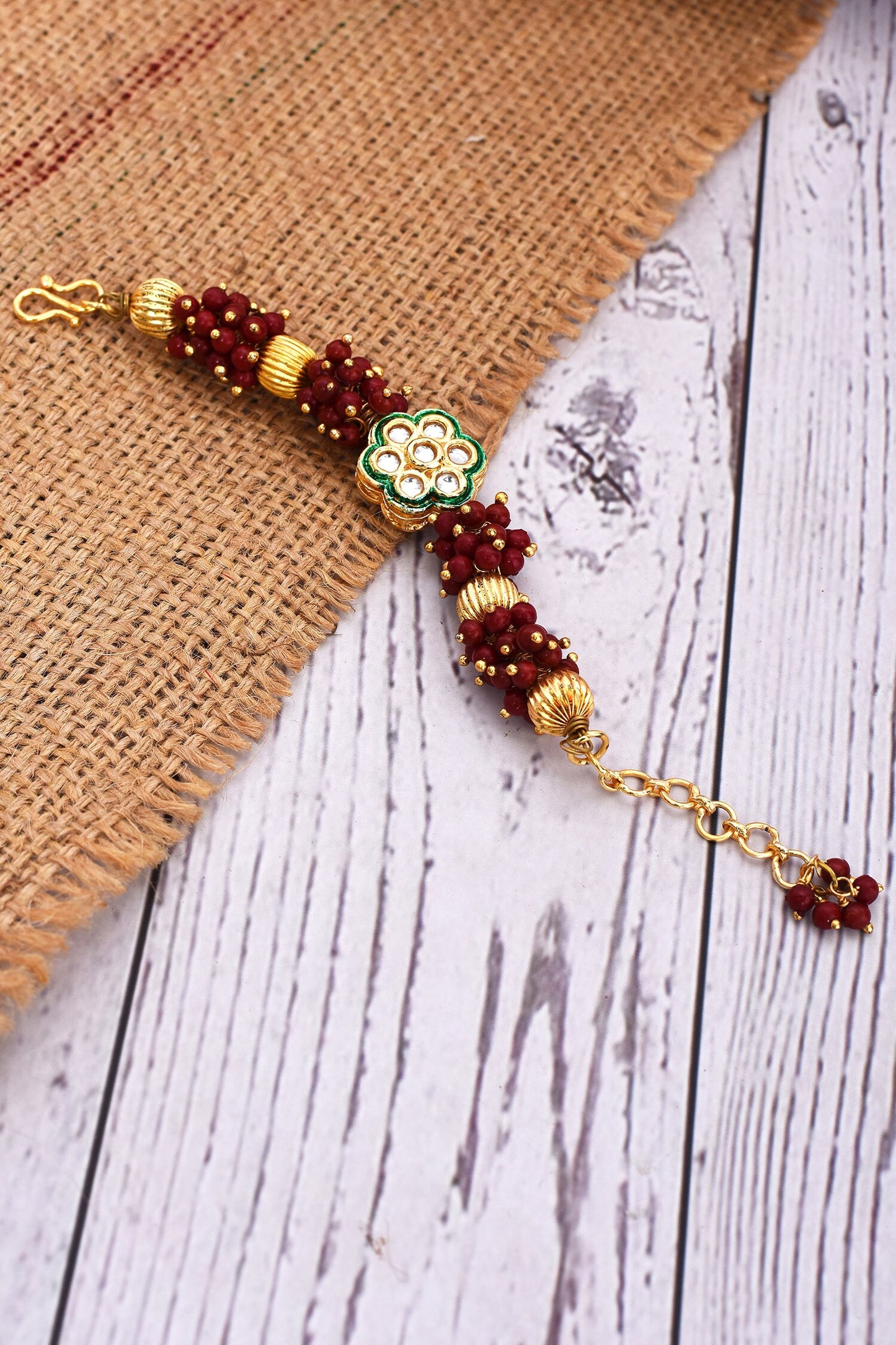 Floral Kundan Motif Studded Bracelet 