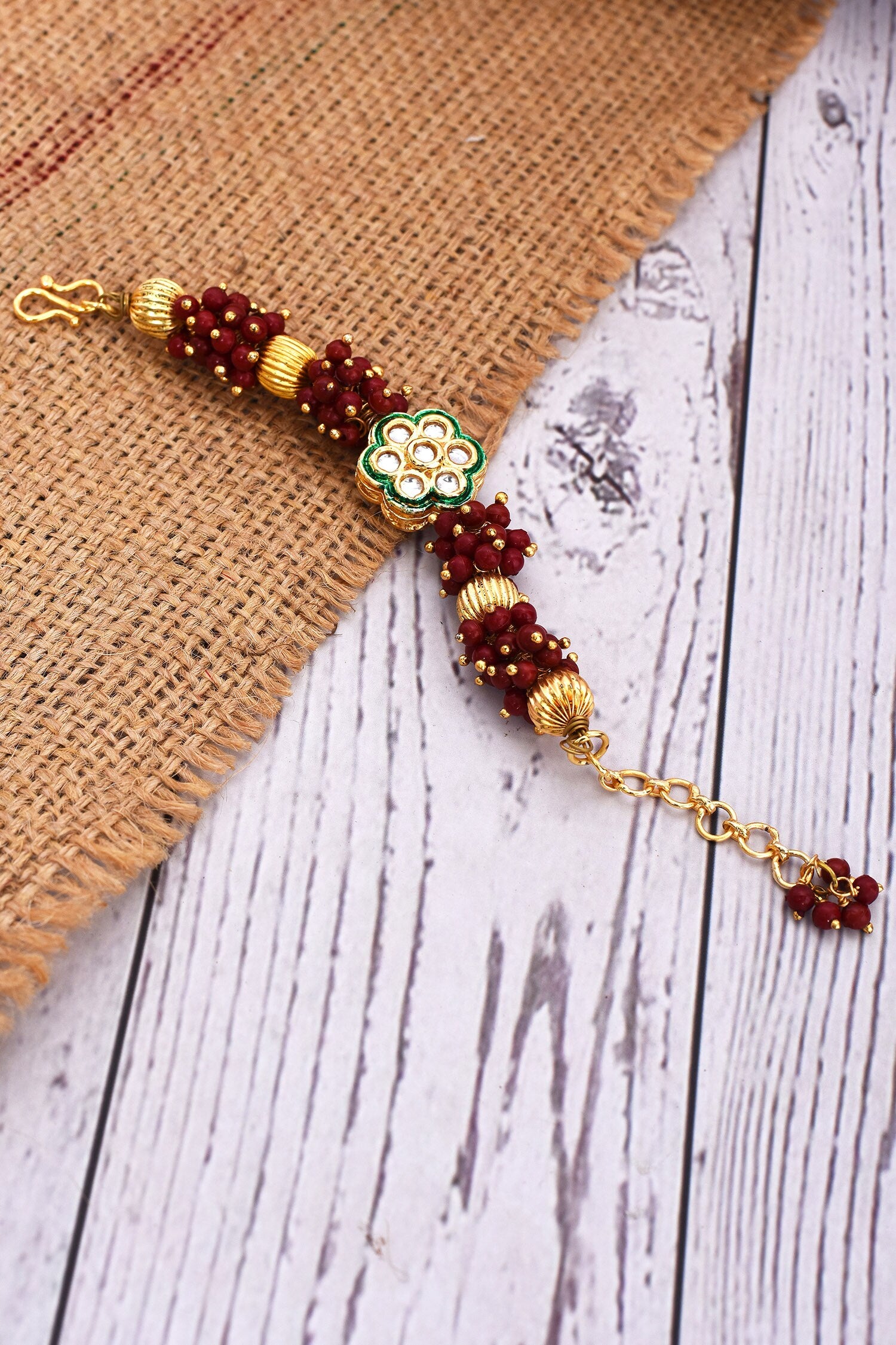Floral Kundan Motif Studded Bracelet 
