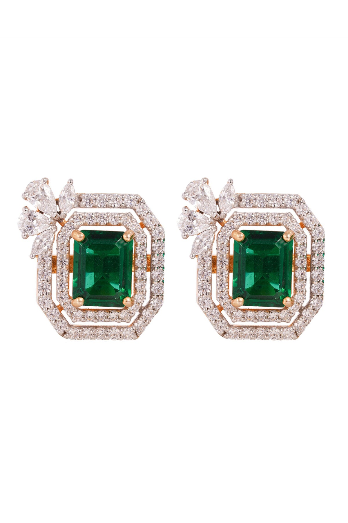 Green Stone Stud Earrings 