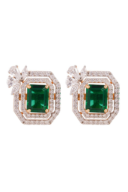 Green Stone Stud Earrings 