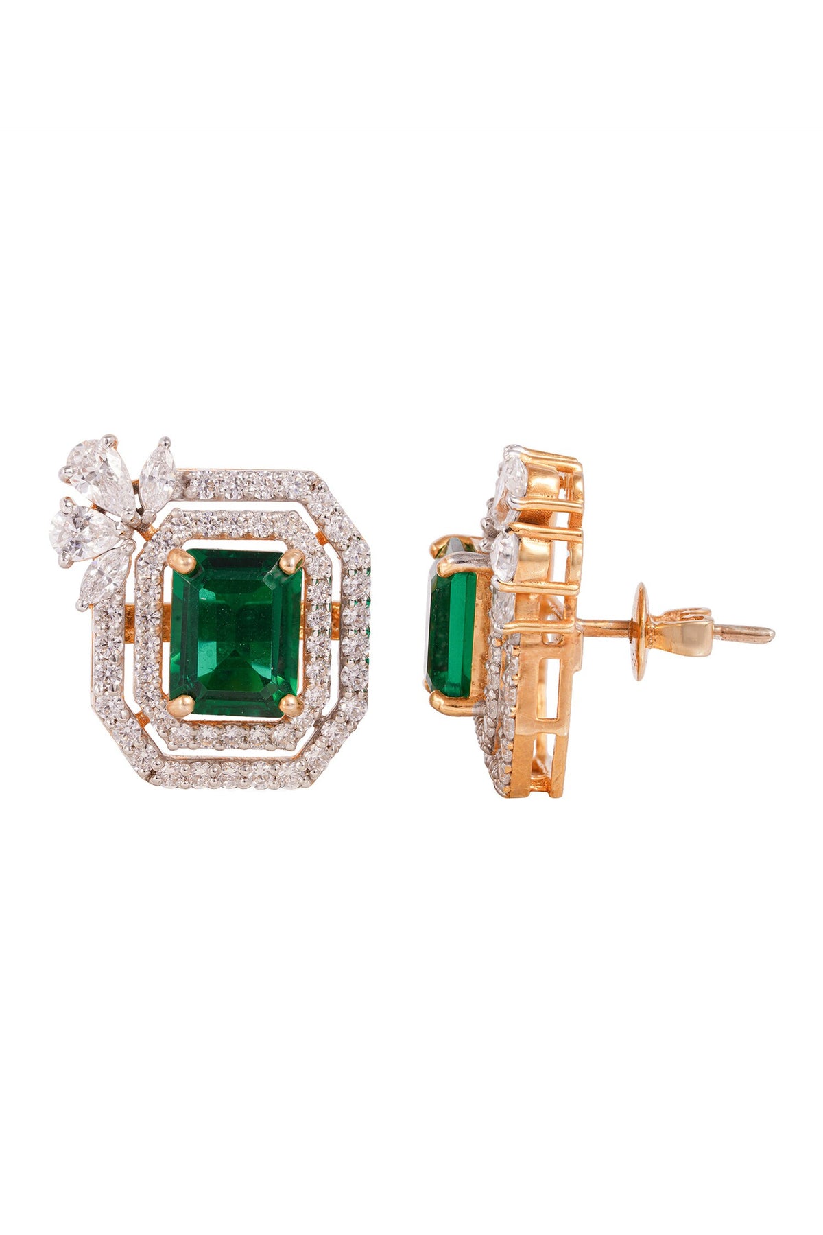 Green Stone Stud Earrings 