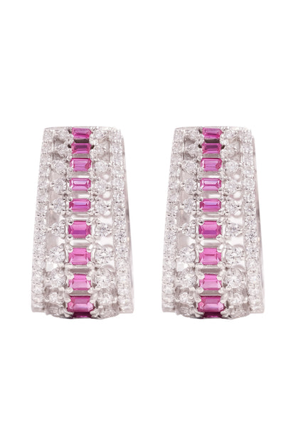 Cubic Zirconia Baguette Hoops 