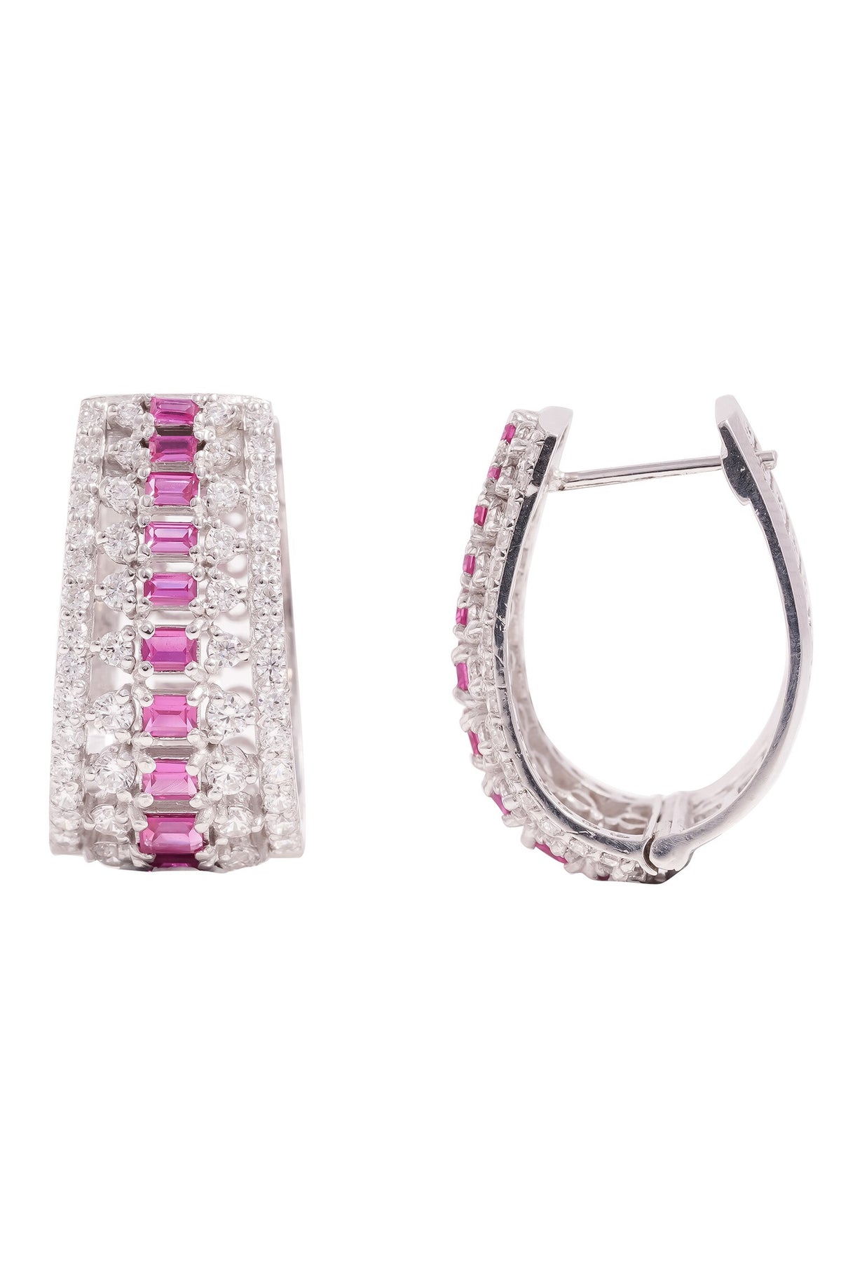 Cubic Zirconia Baguette Hoops 